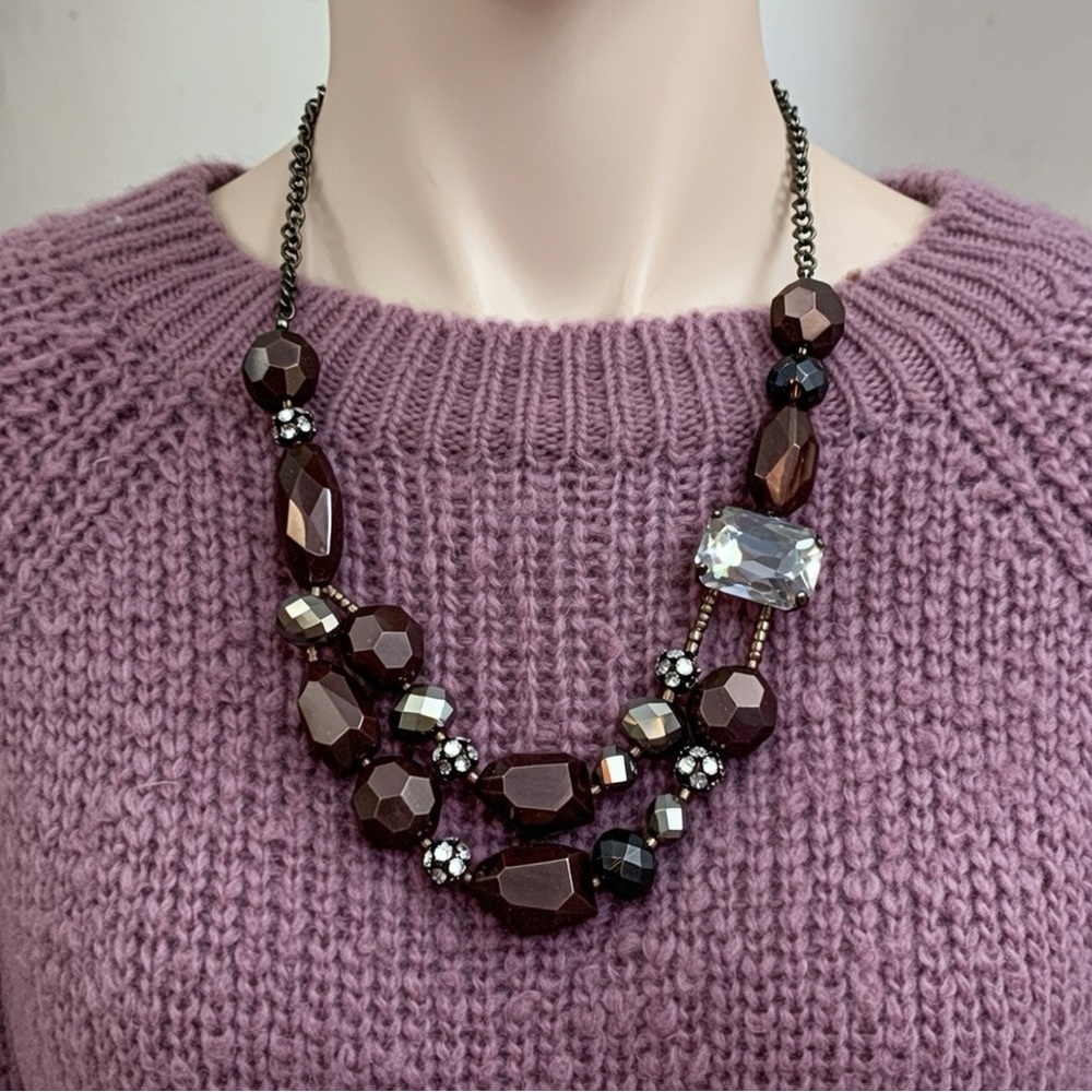 Plum and Sparkle Chunky Beaded Necklace